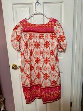 Large NWOT Pink & Orange Floral Boho Peasant Dress